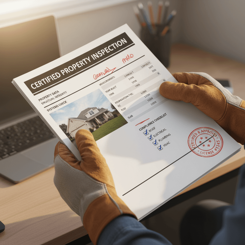 Certified property inspection report with detailed documentation